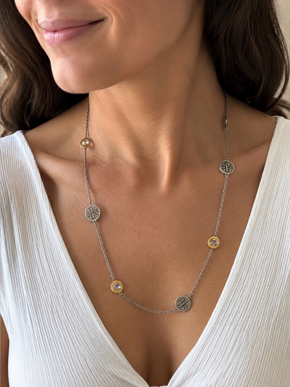 Rebecca Diamond Made in Italy Gold Plated Stainless Steel Necklace 17”